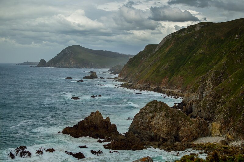 Coastal Cliffs and Ocean — Green, Dramatic, Photograph, Rocks