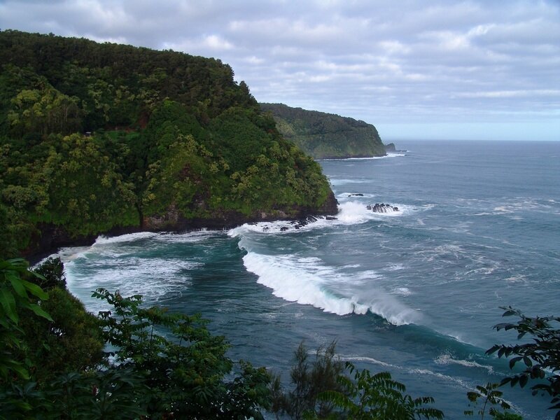 Coastal Cliffs and Ocean — Green