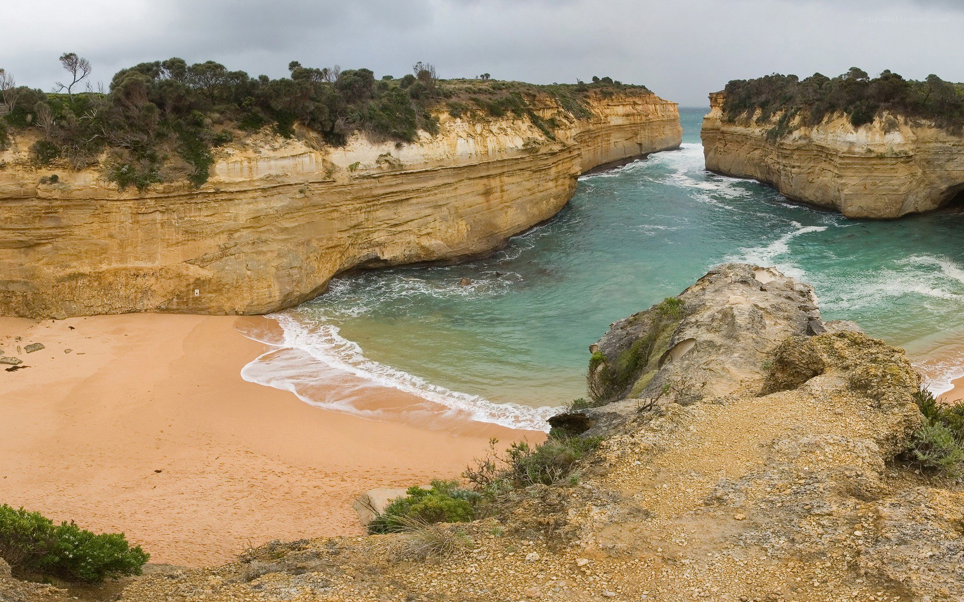 coastal cliffs and sandy beach