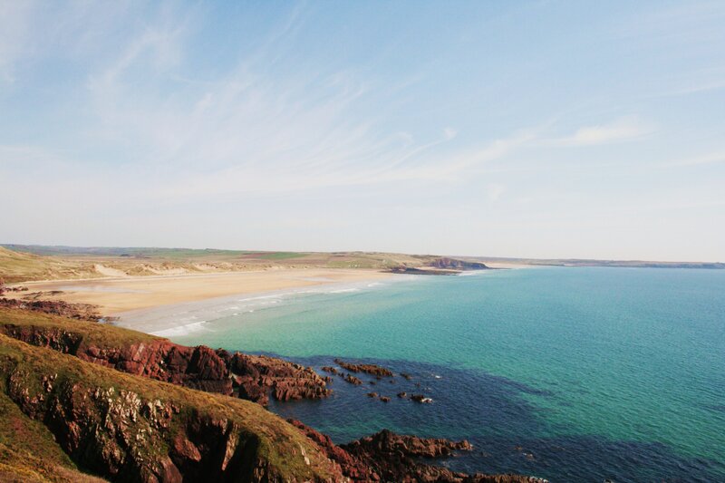 coastal cliffs and sandy beach