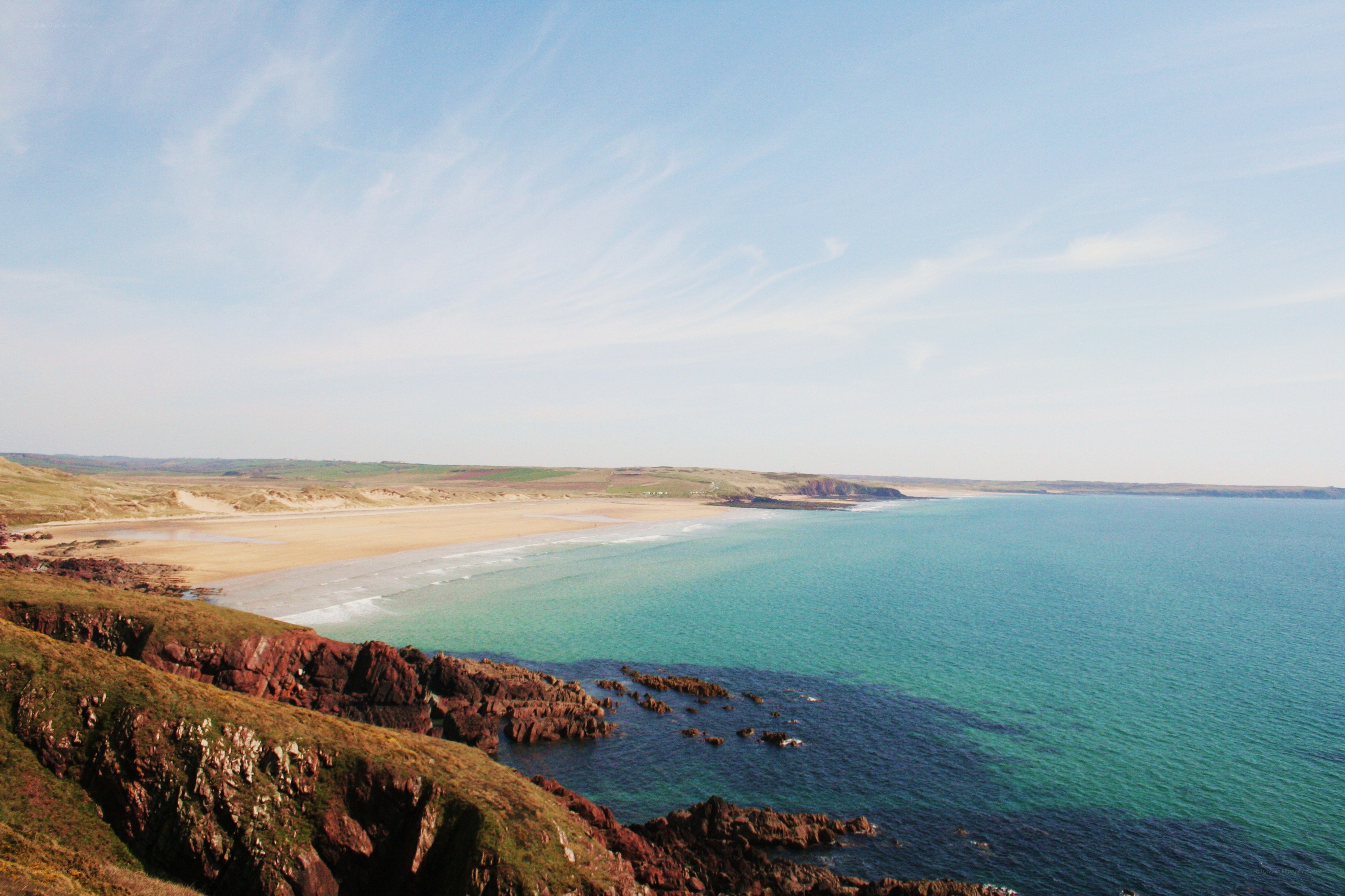 coastal cliffs and sandy beach