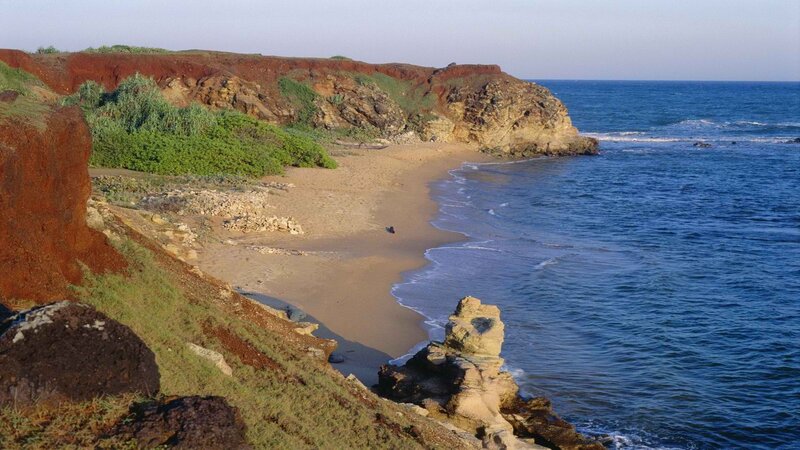 coastal cliffs and sandy beach
