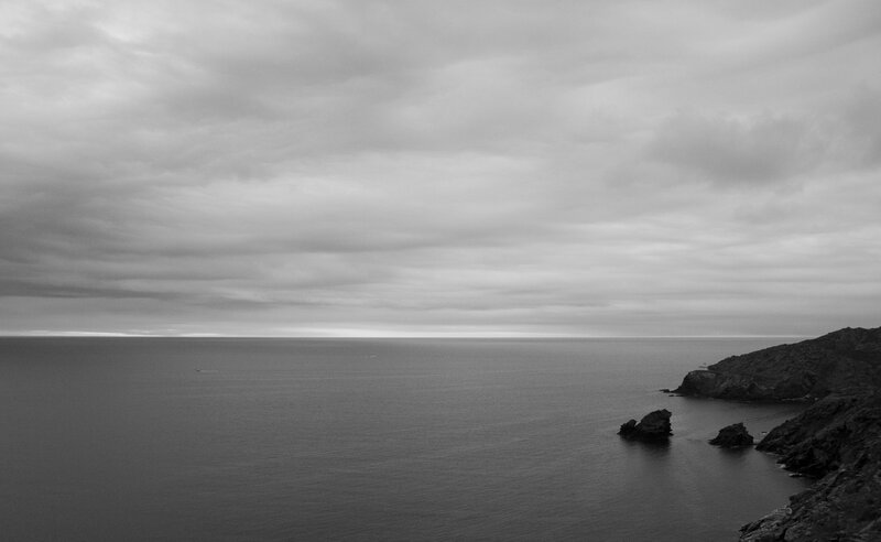 Coastal Cliffs and Sea — Black