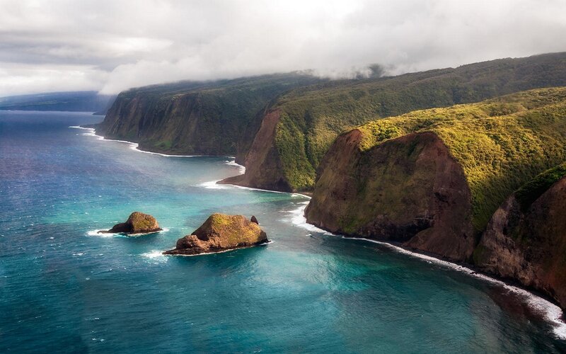 Coastal Cliffs and Sea — Blue, Dramatic, Afternoon, Photograph, Rocks