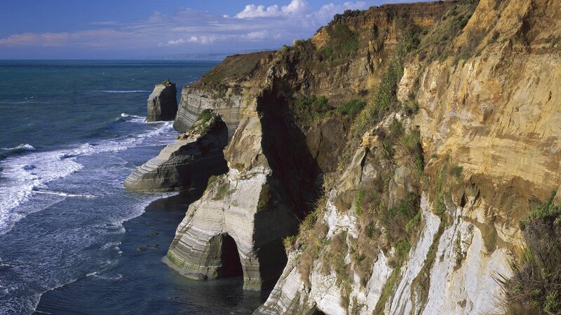 Coastal Cliffs and Sea — Blue, Dramatic, Afternoon, Photograph