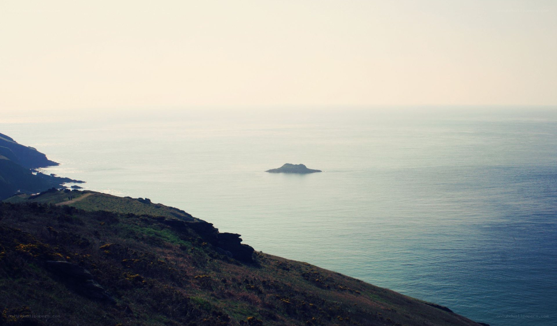 coastal cliffs and sea island
