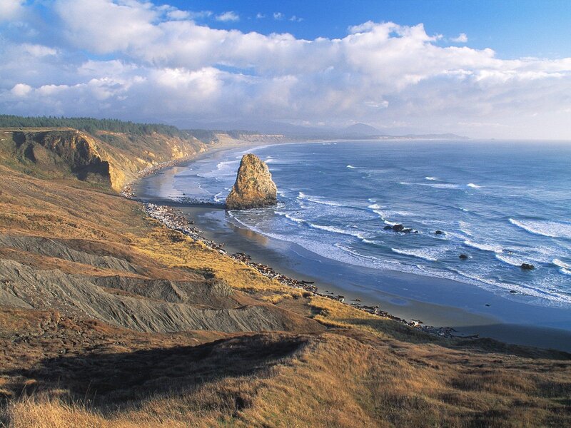 coastal cliffs and sea stack