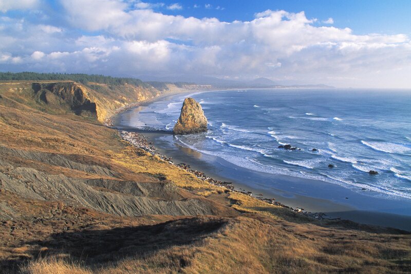 coastal cliffs and sea stack
