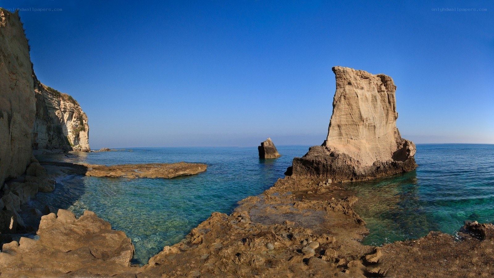 coastal cliffs and sea stacks