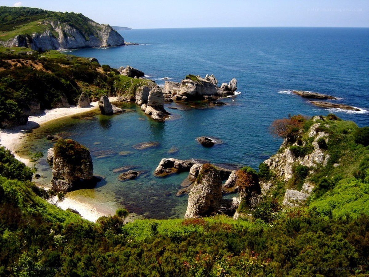 coastal cliffs and sea stacks