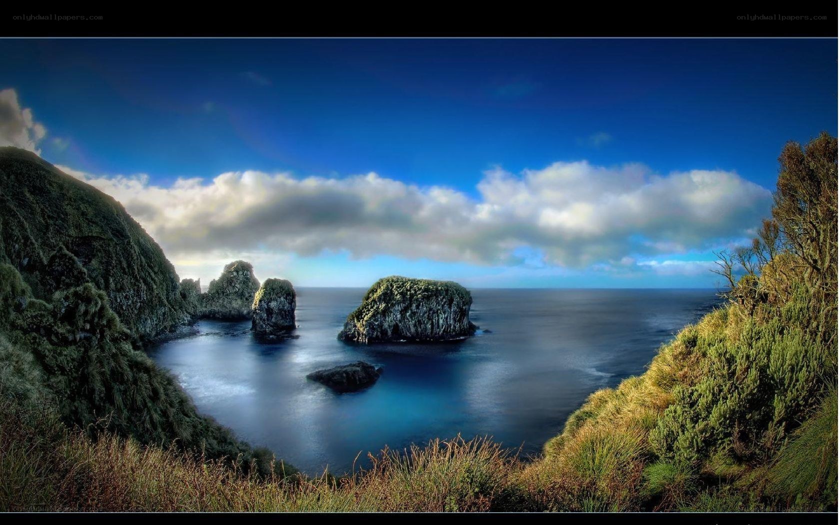 Coastal cliffs and sea stacks
