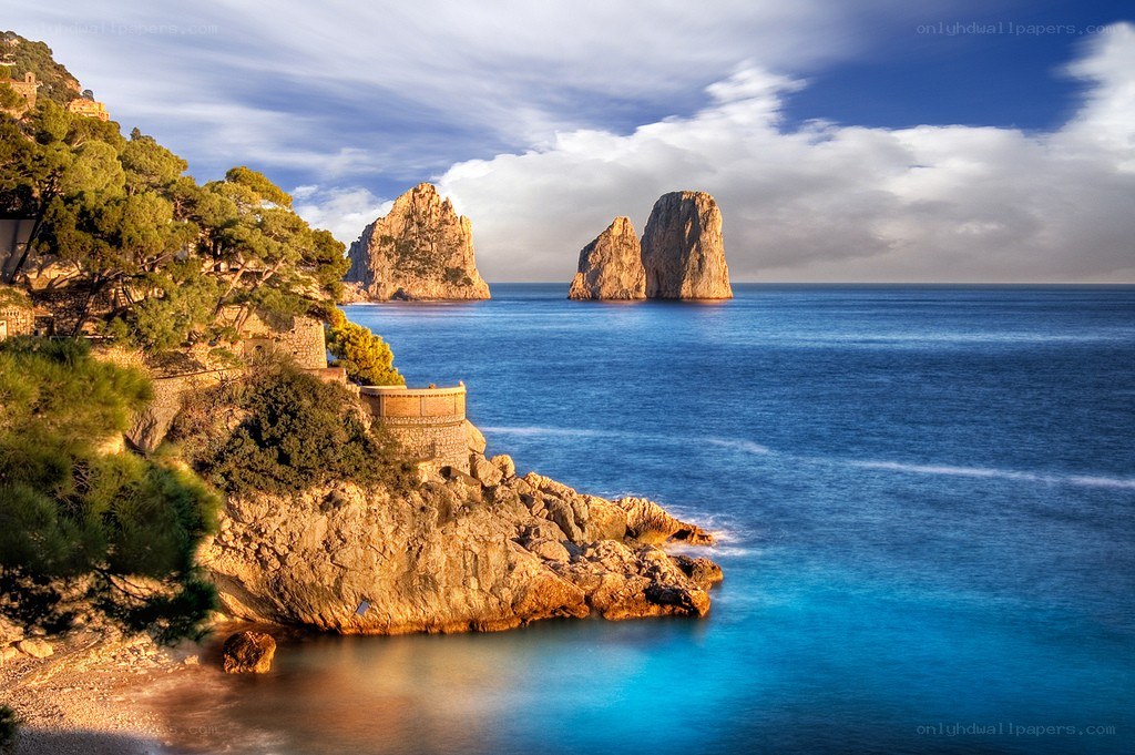 Coastal cliffs and sea stacks