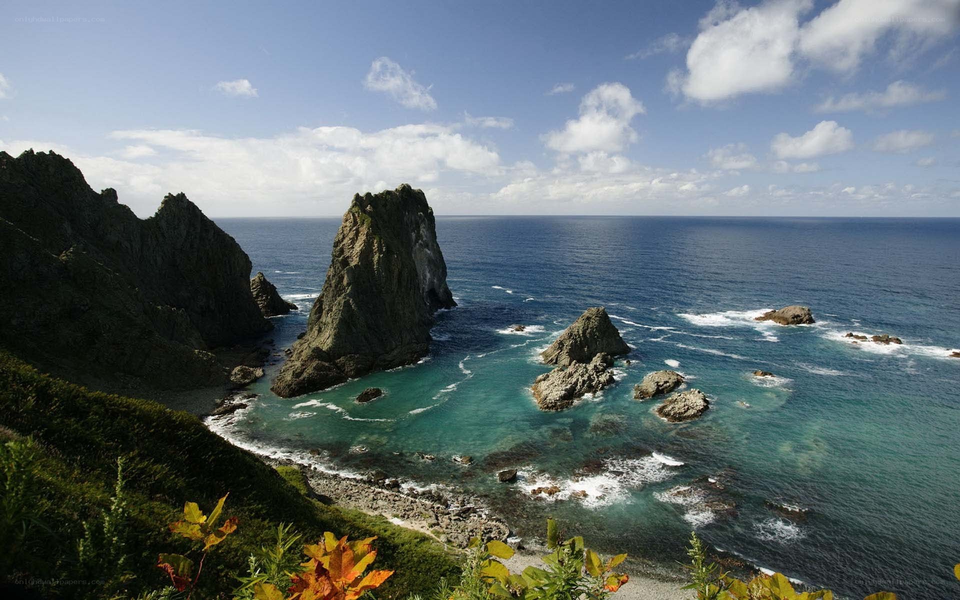 coastal cliffs and sea stacks