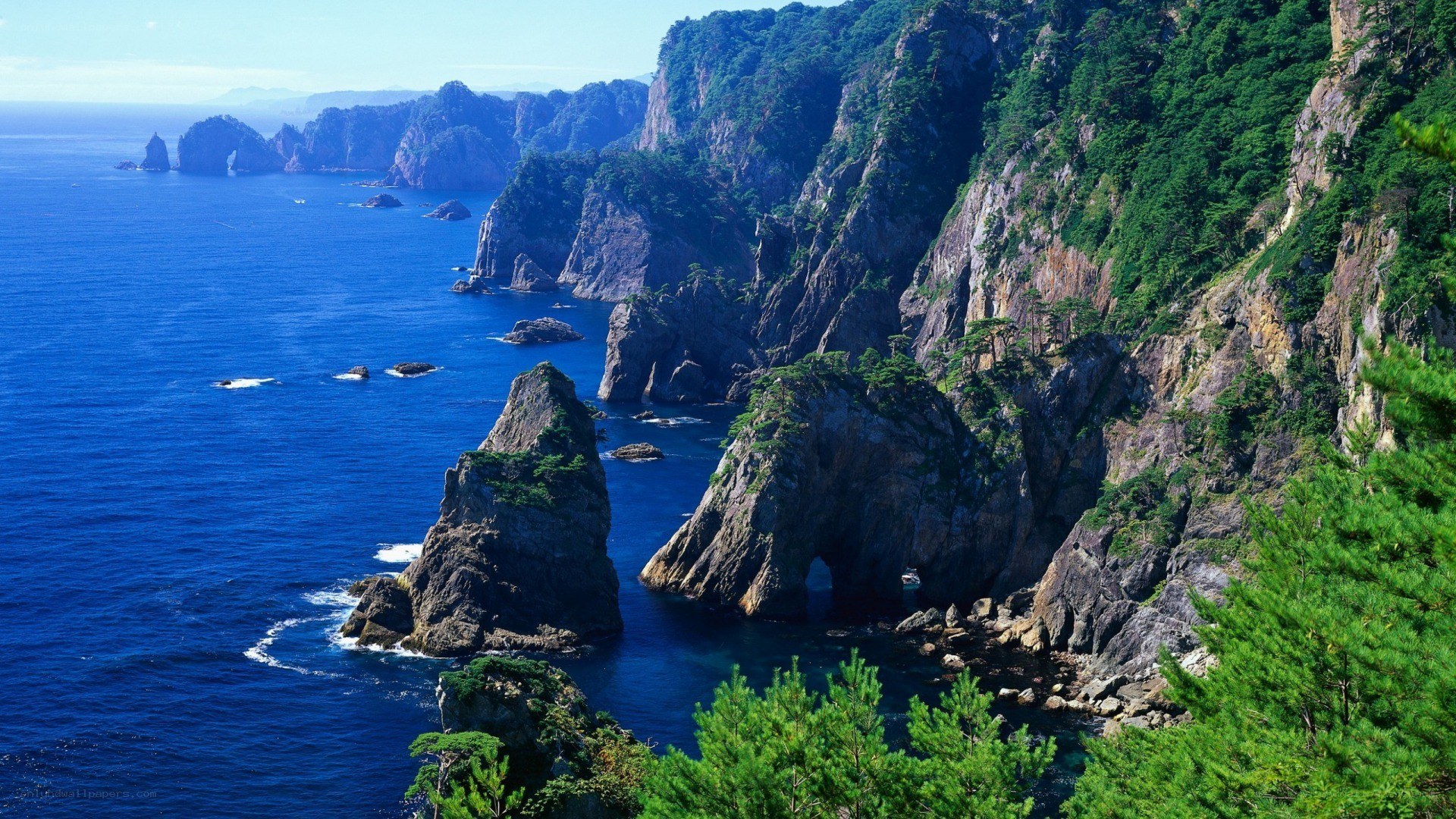 coastal cliffs and sea stacks