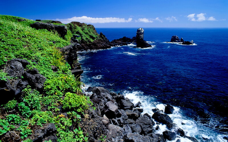 Coastal Cliffs and Sea Stacks — Blue, Serene