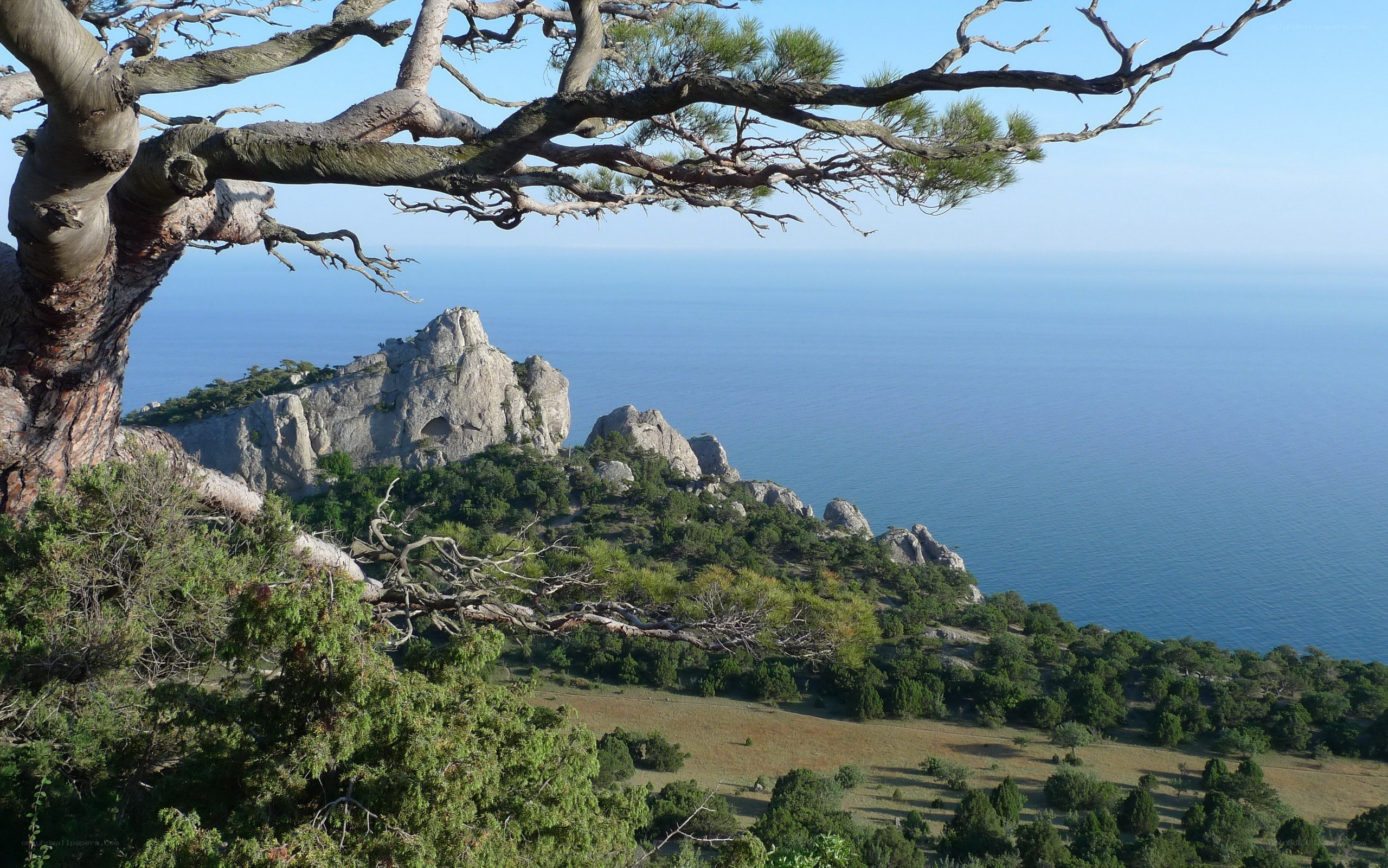 Coastal cliffs and sea view