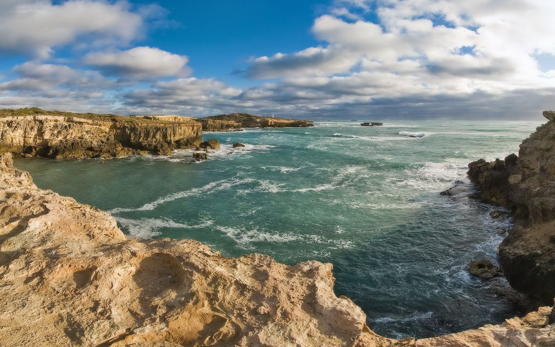 coastal cliffs and turquoise sea