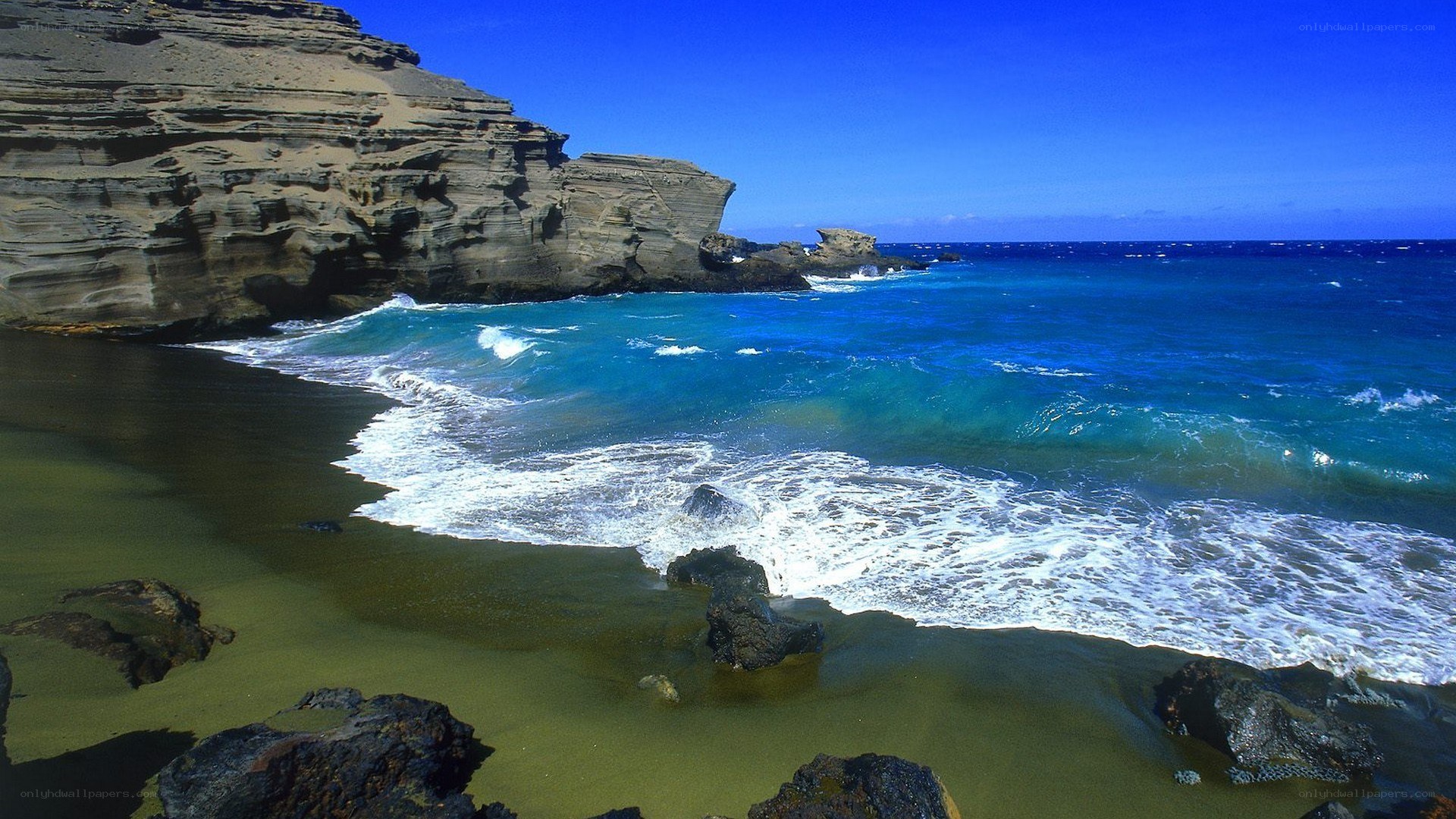 coastal cliffs and turquoise waves