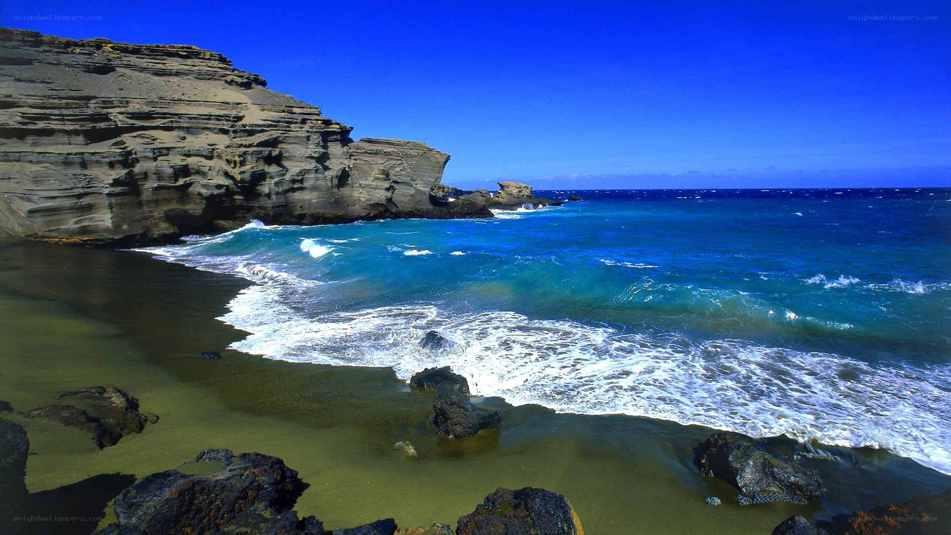 coastal cliffs and turquoise waves