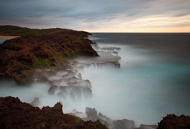 coastal cliffs at dawn