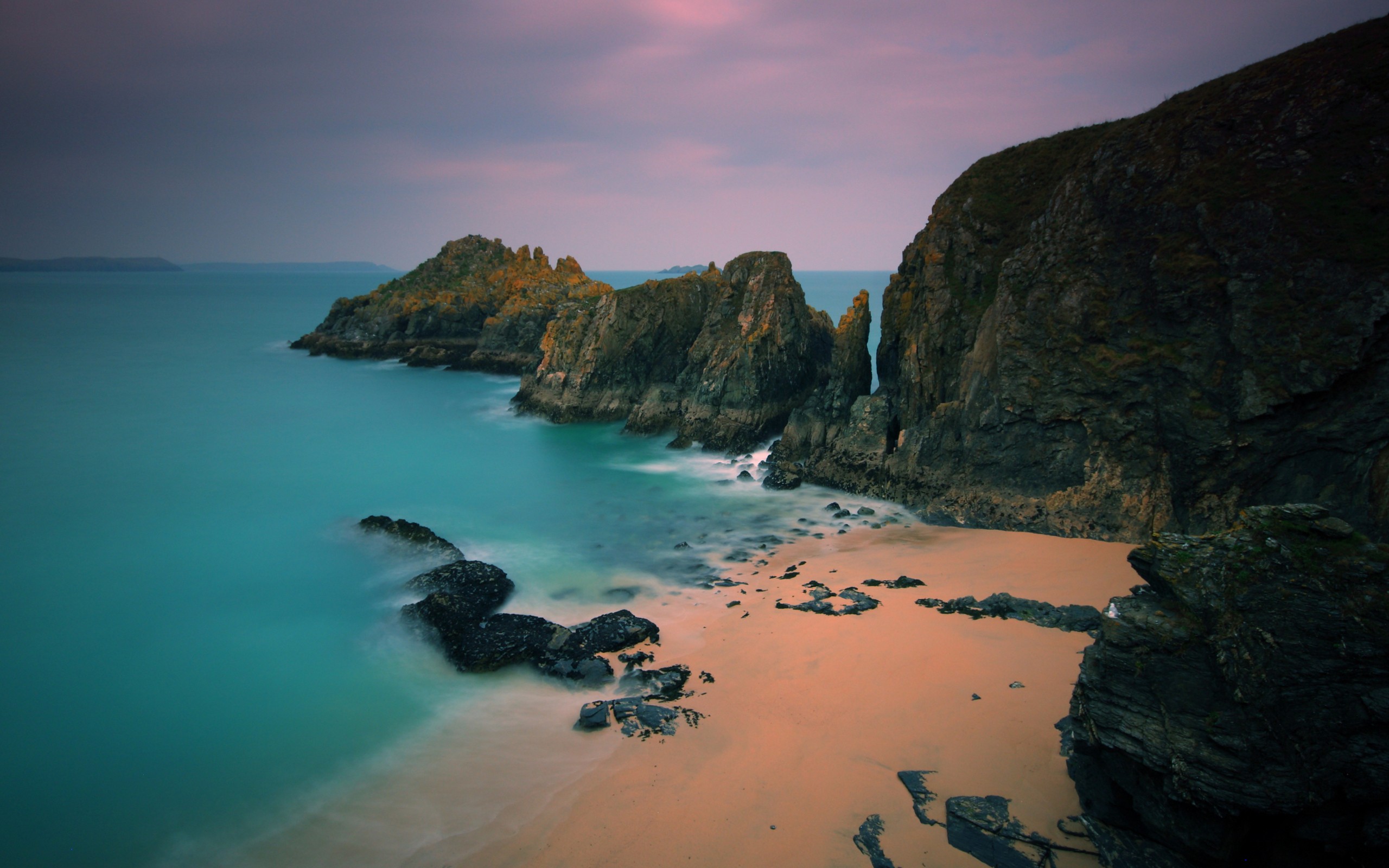 coastal cliffs at dusk