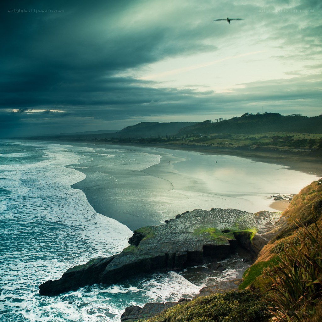 coastal cliffs at dusk