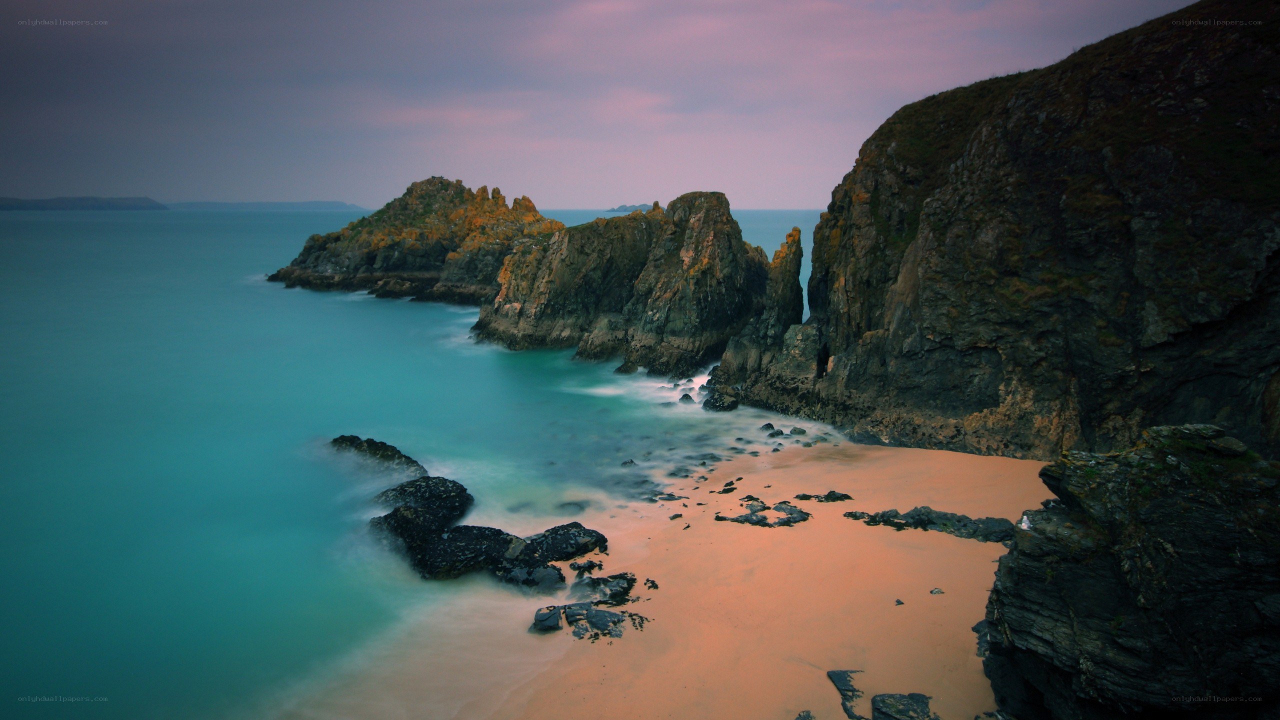 coastal cliffs at dusk