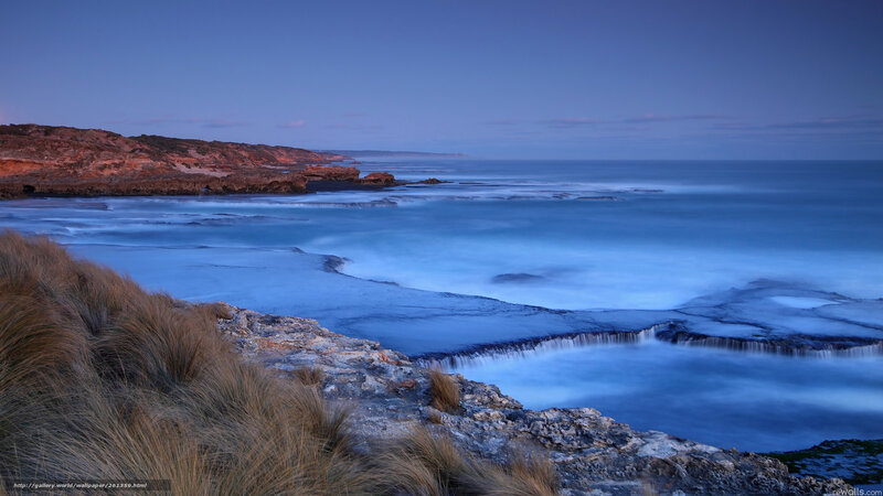 Coastal Cliffs at Dusk — Blue, Serene, Sunset