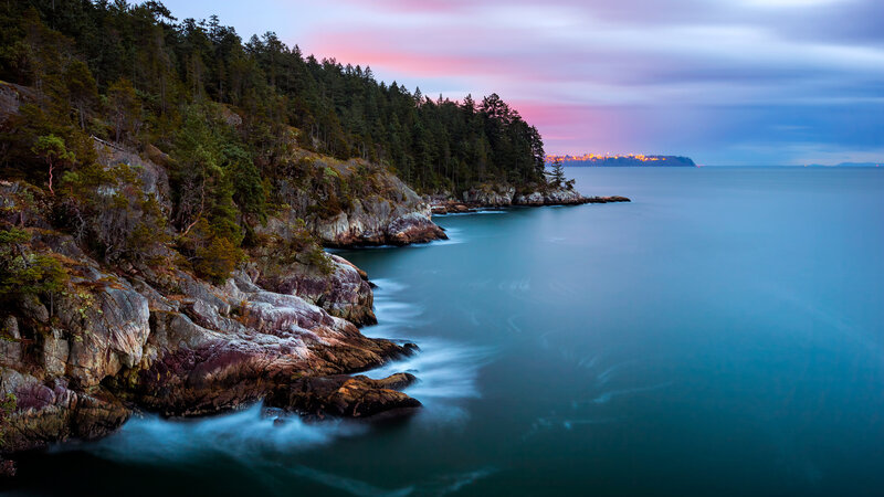 Coastal Cliffs at Dusk — Blue, Serene