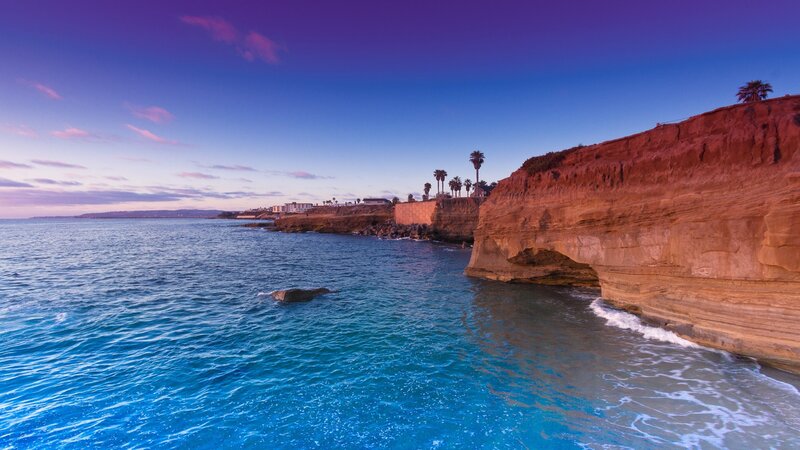 Coastal Cliffs at Dusk — Blue