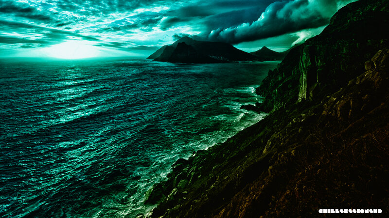 Coastal Cliffs at Dusk — Teal