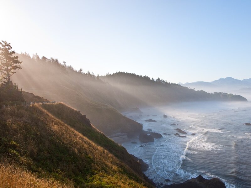 Coastal cliffs at sunrise