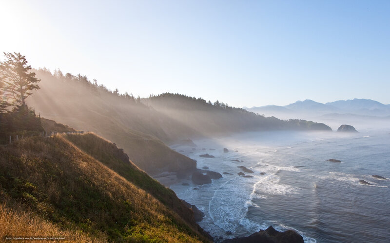 Coastal Cliffs at Sunrise — Blue, Serene, Photograph, Ocean