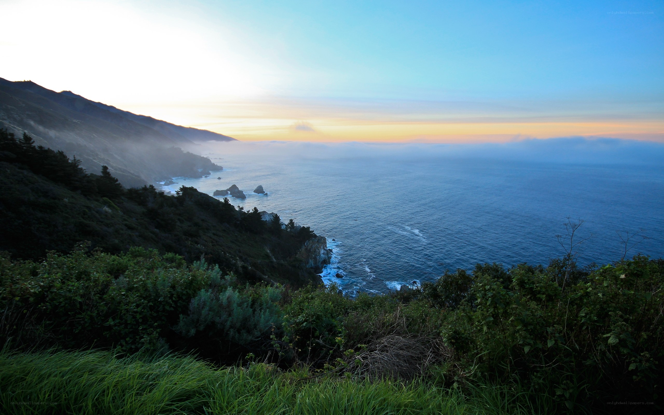 coastal cliffs at sunset