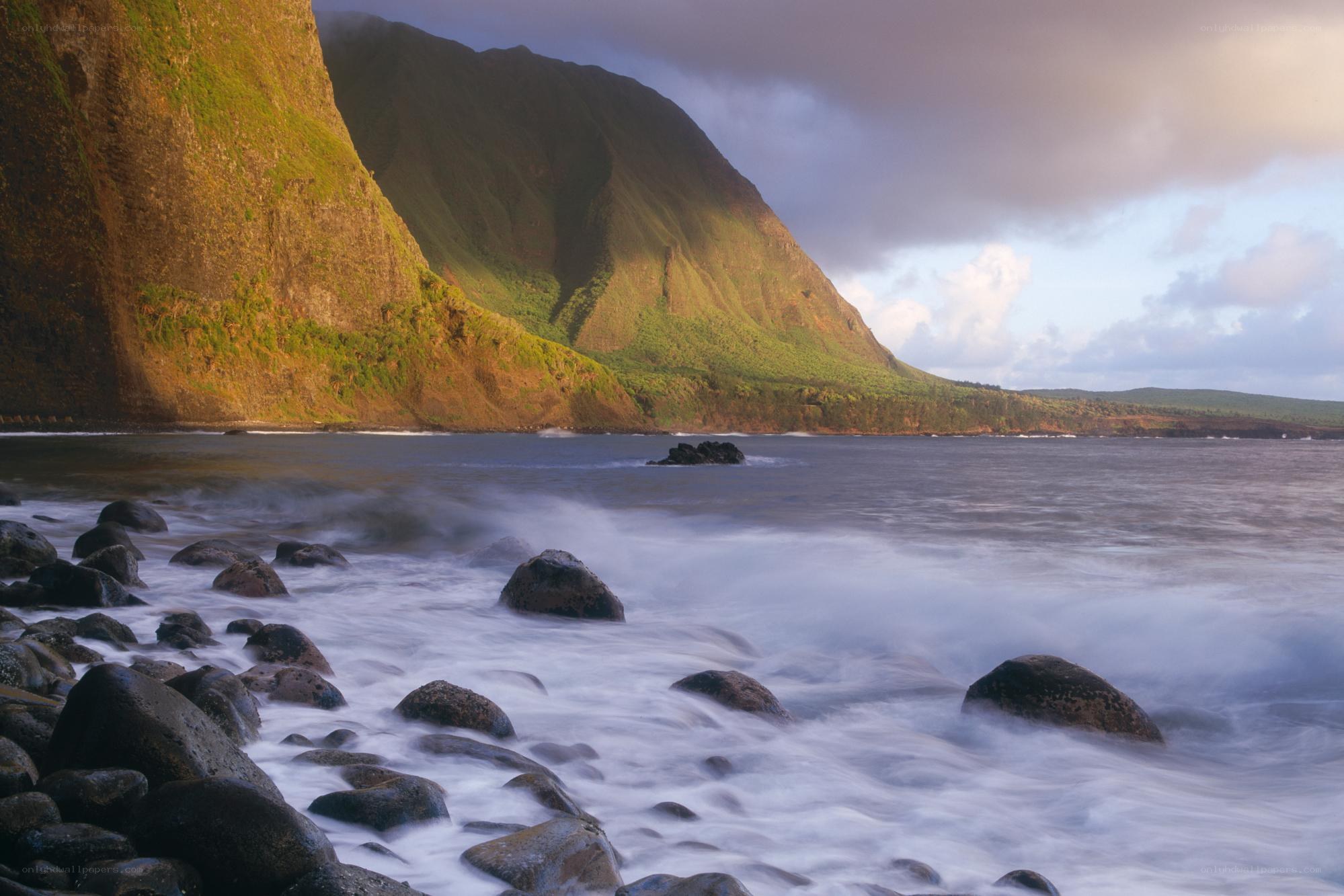 Coastal cliffs at sunset