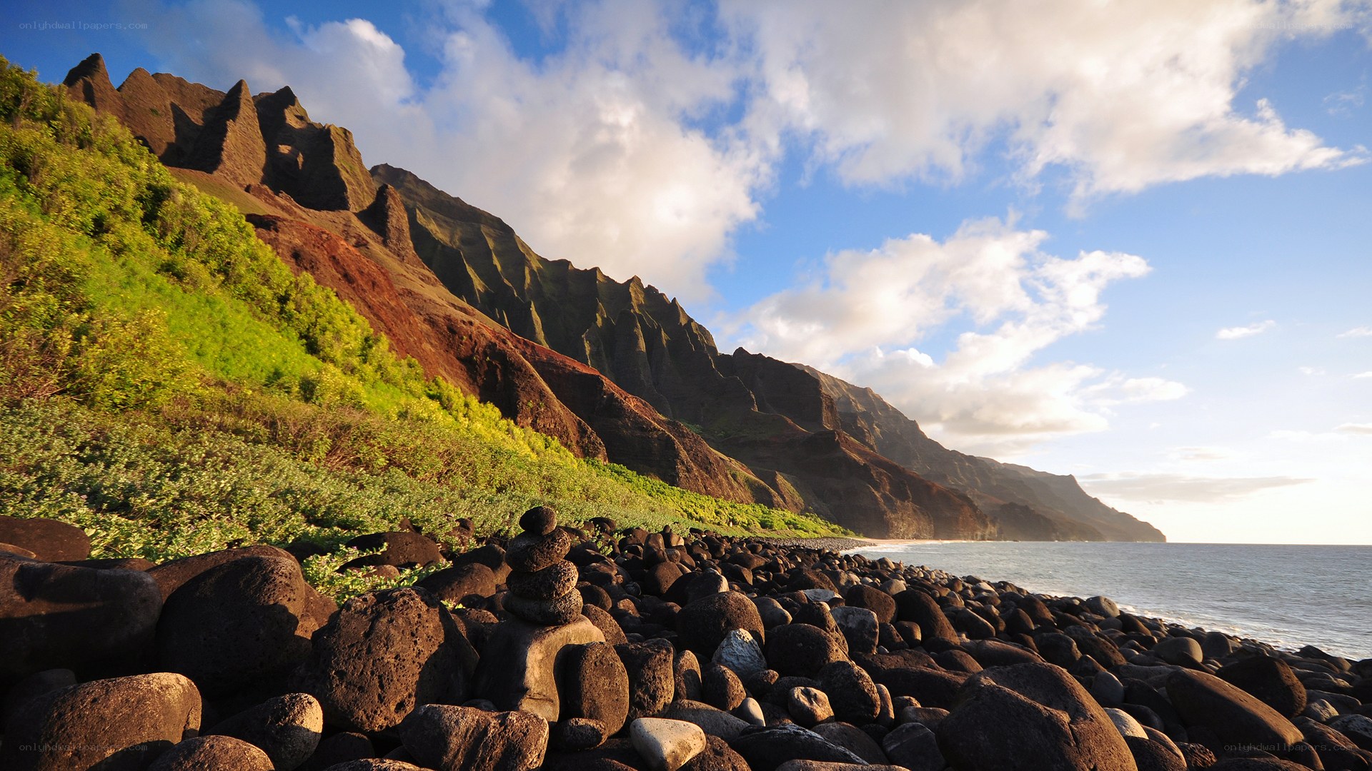Coastal cliffs at sunset