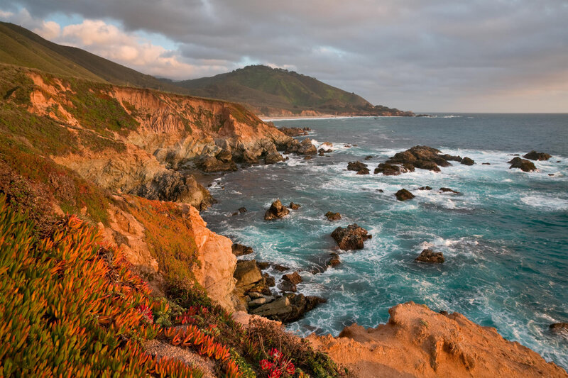 coastal cliffs at sunset