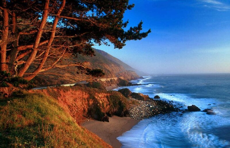 coastal cliffs at sunset