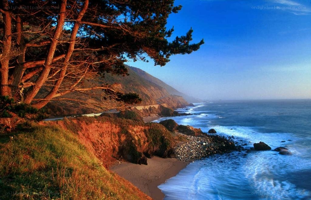 coastal cliffs at sunset