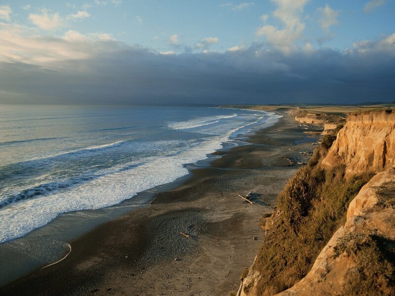coastal cliffs at sunset