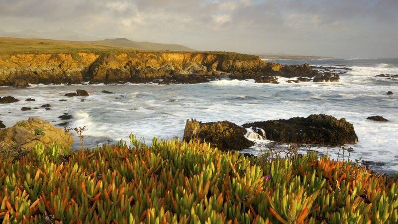 coastal cliffs at sunset