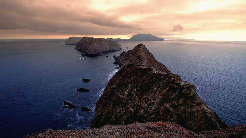 coastal cliffs at sunset