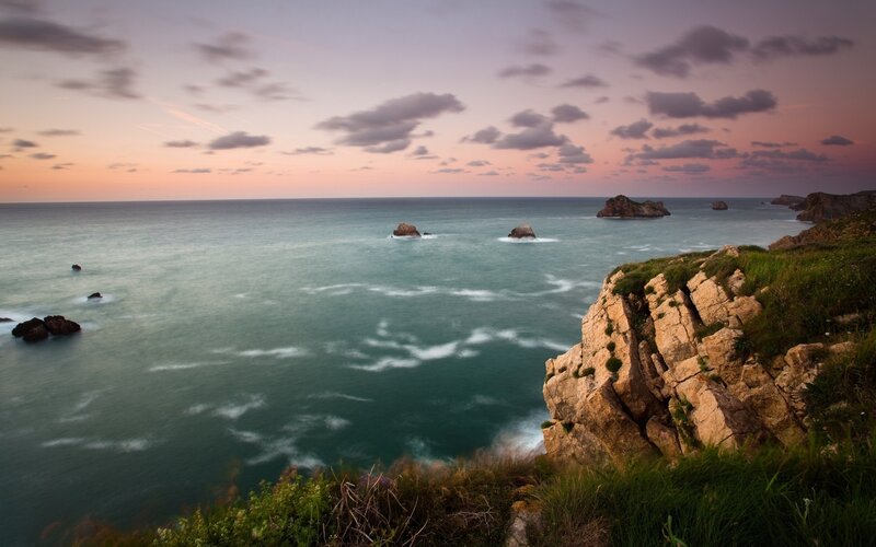 coastal cliffs at sunset