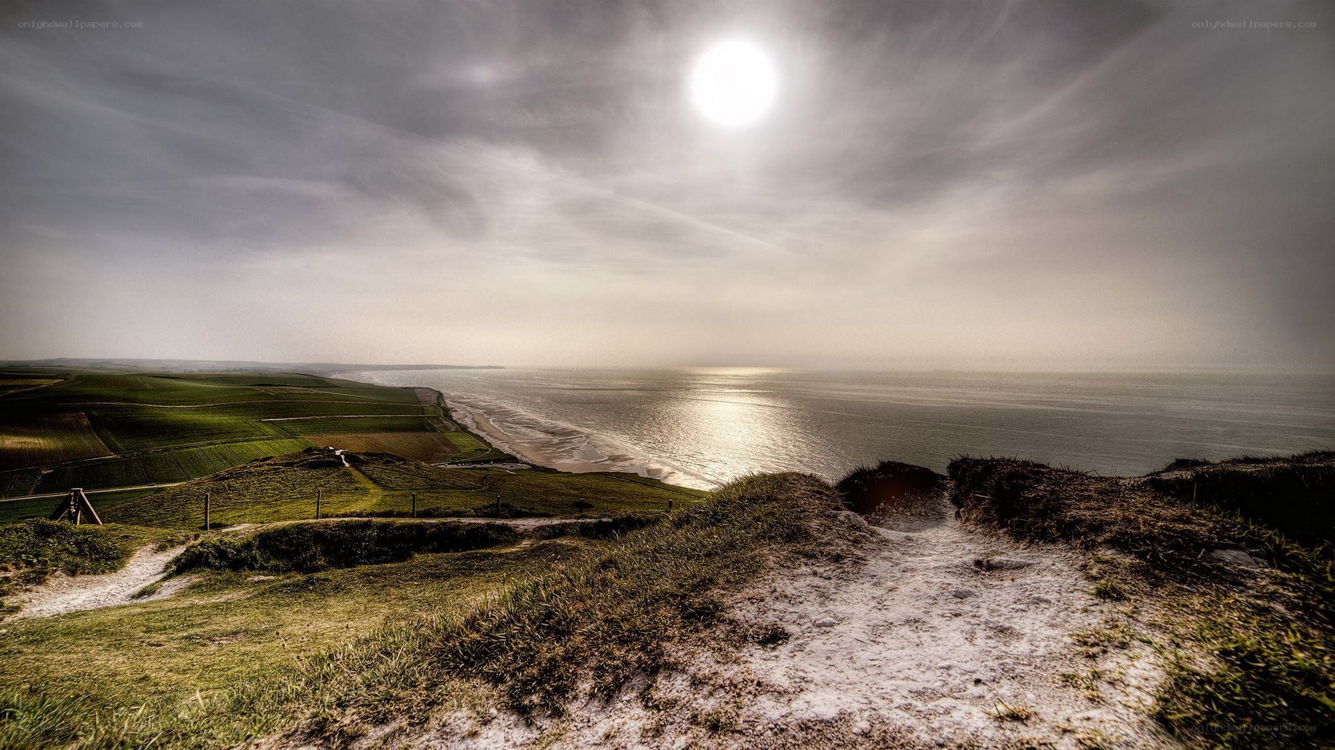 coastal cliffs at sunset