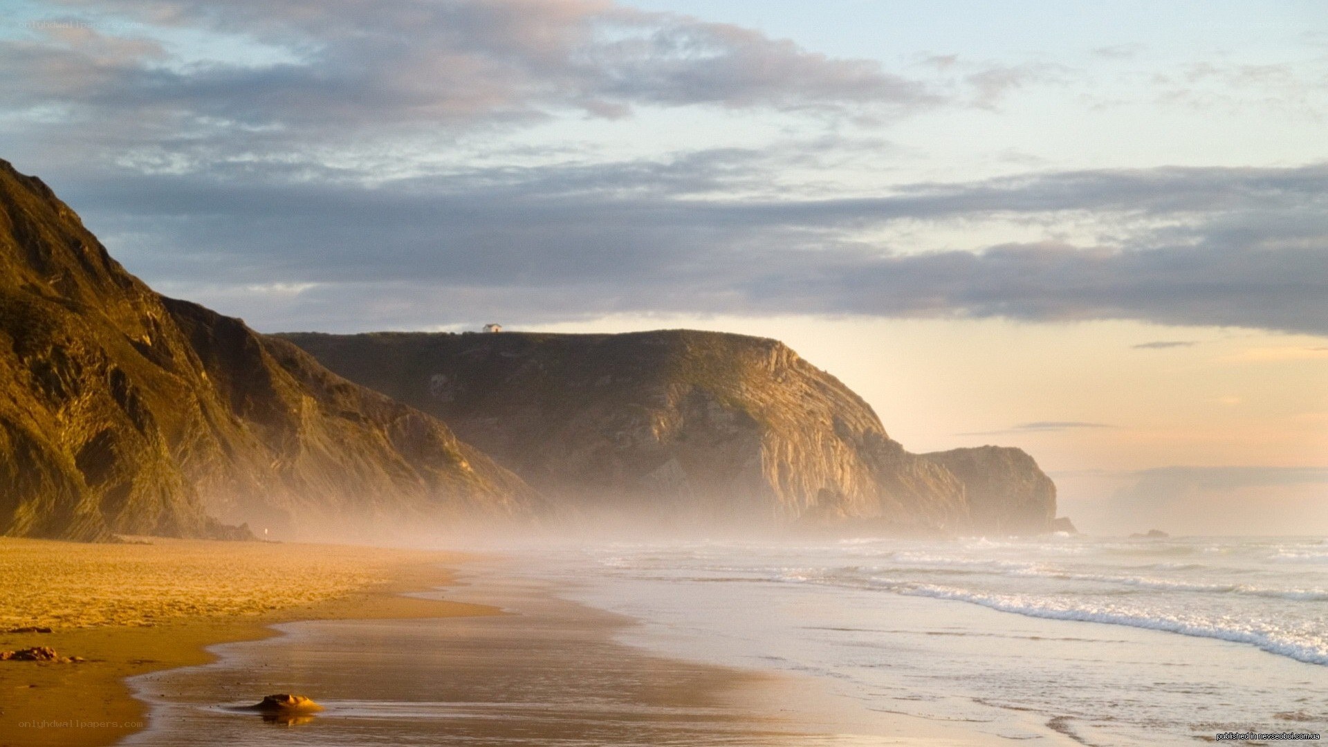 coastal cliffs at sunset