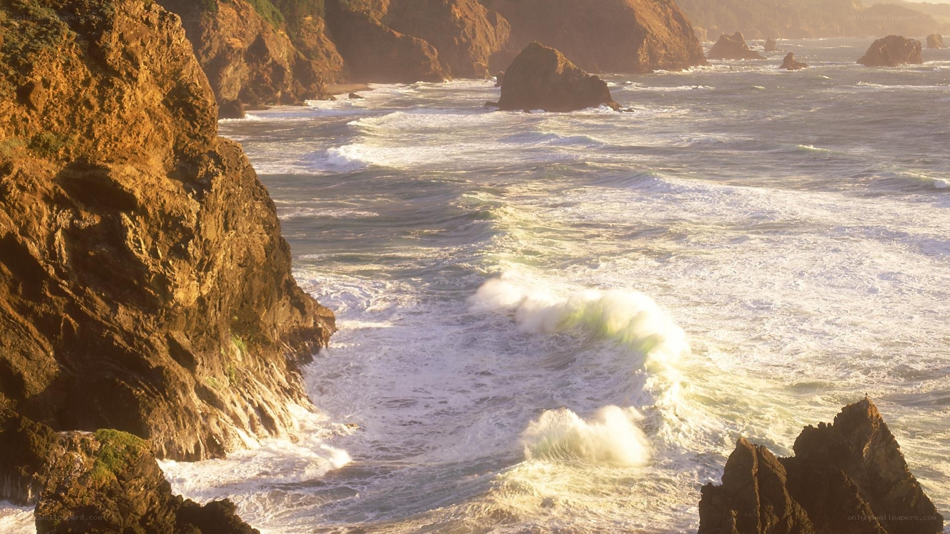 coastal cliffs at sunset
