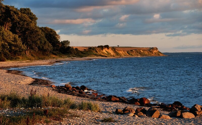 coastal cliffs at sunset