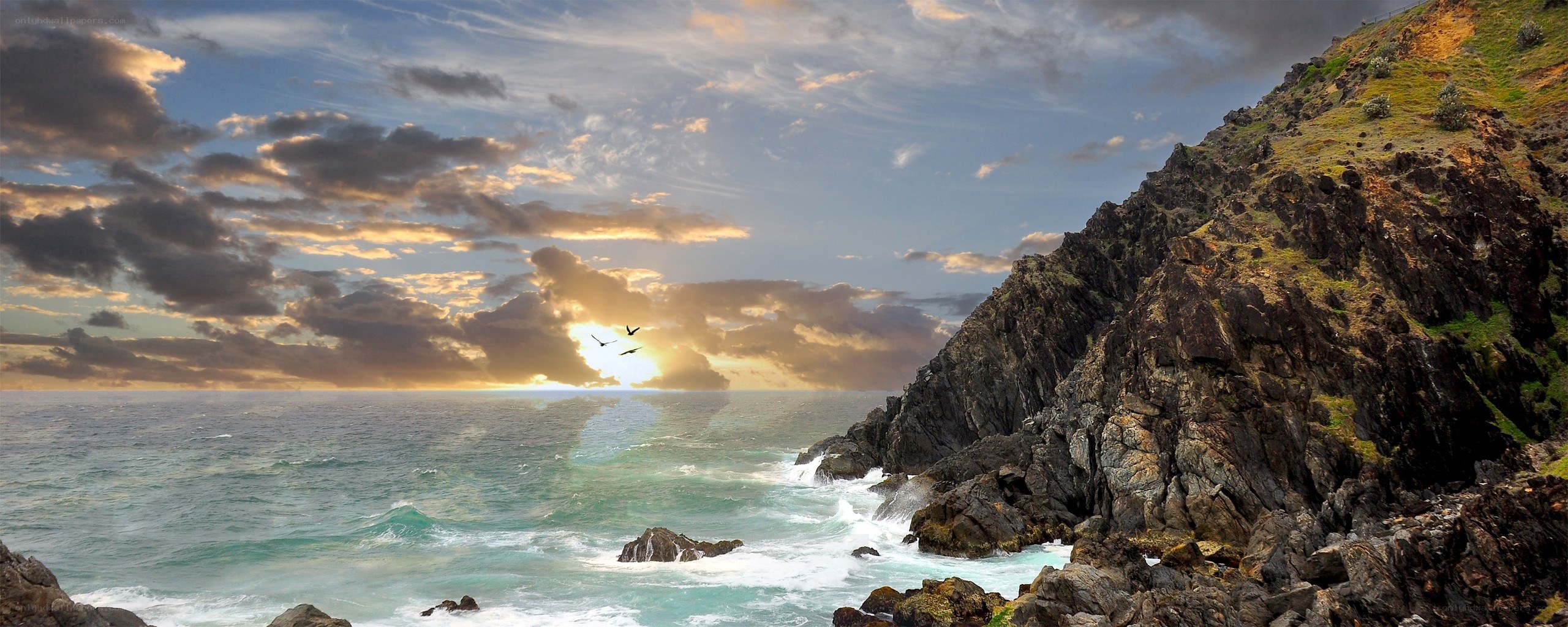 coastal cliffs at sunset
