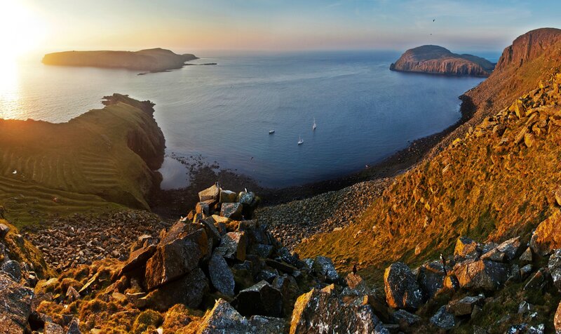 coastal cliffs at sunset