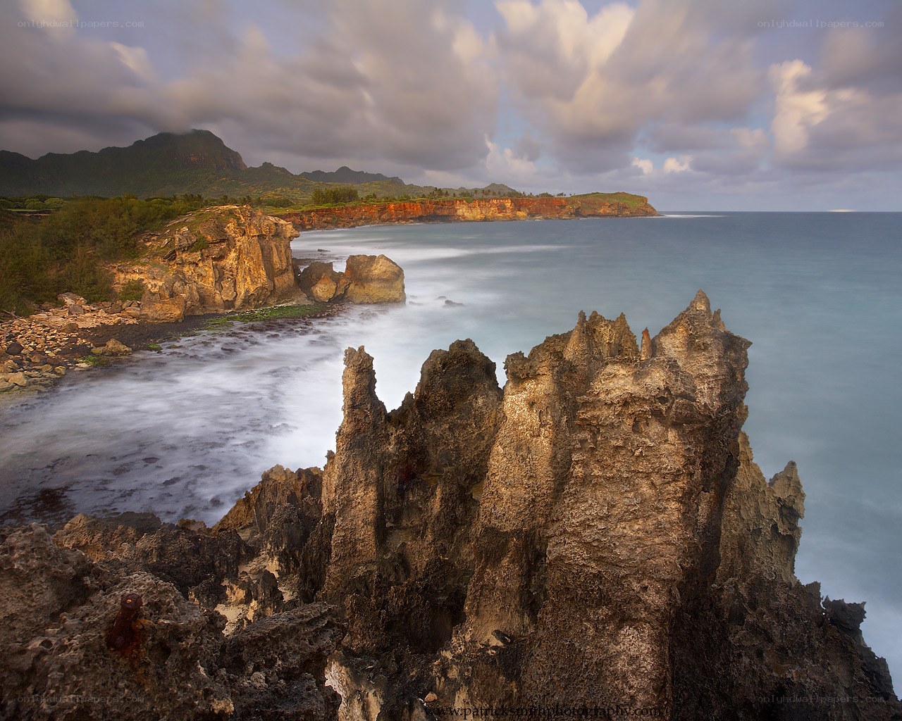 coastal cliffs at sunset